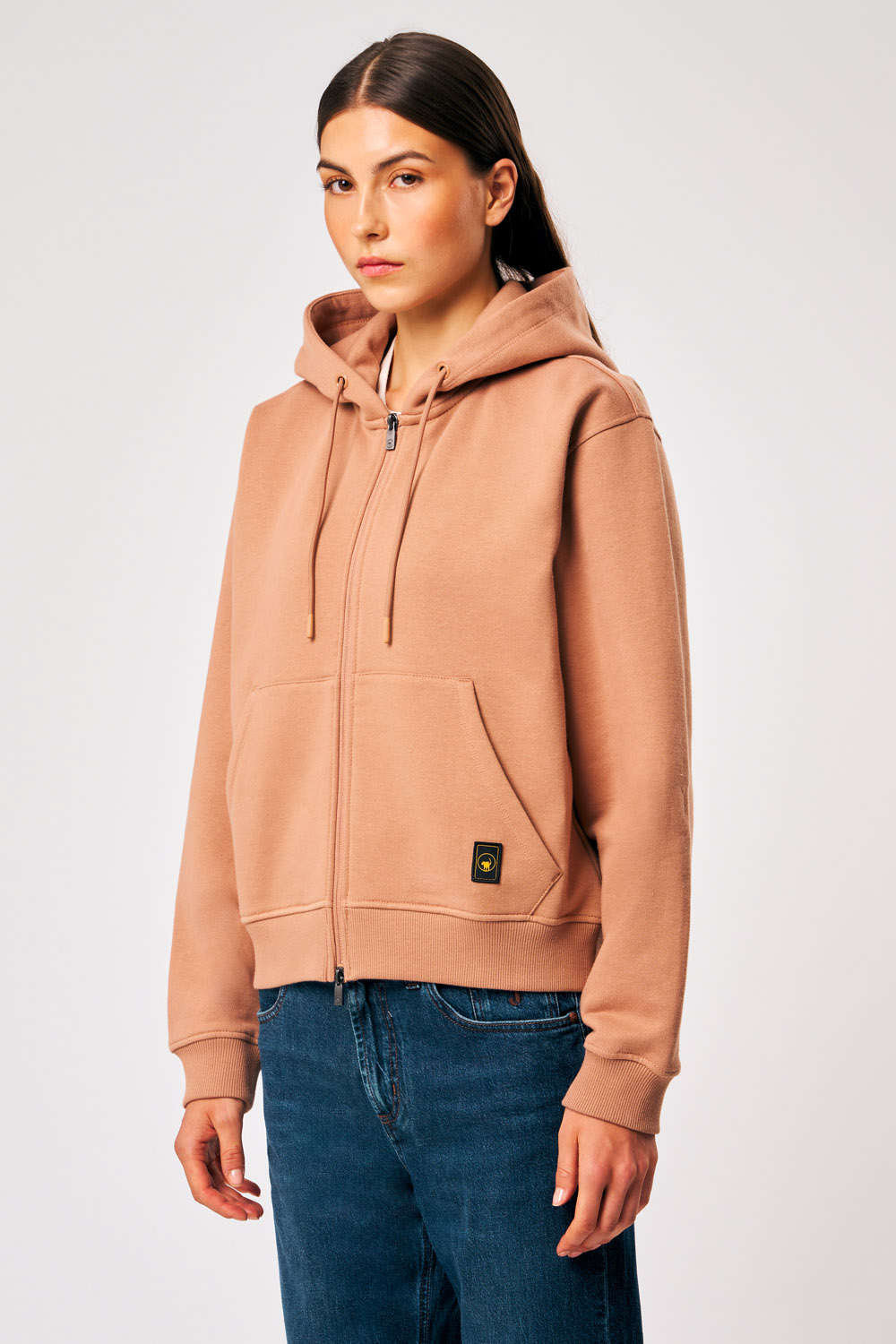 Ilary 2.0 - Felpa sportiva da donna con zip e cappuccio marrone