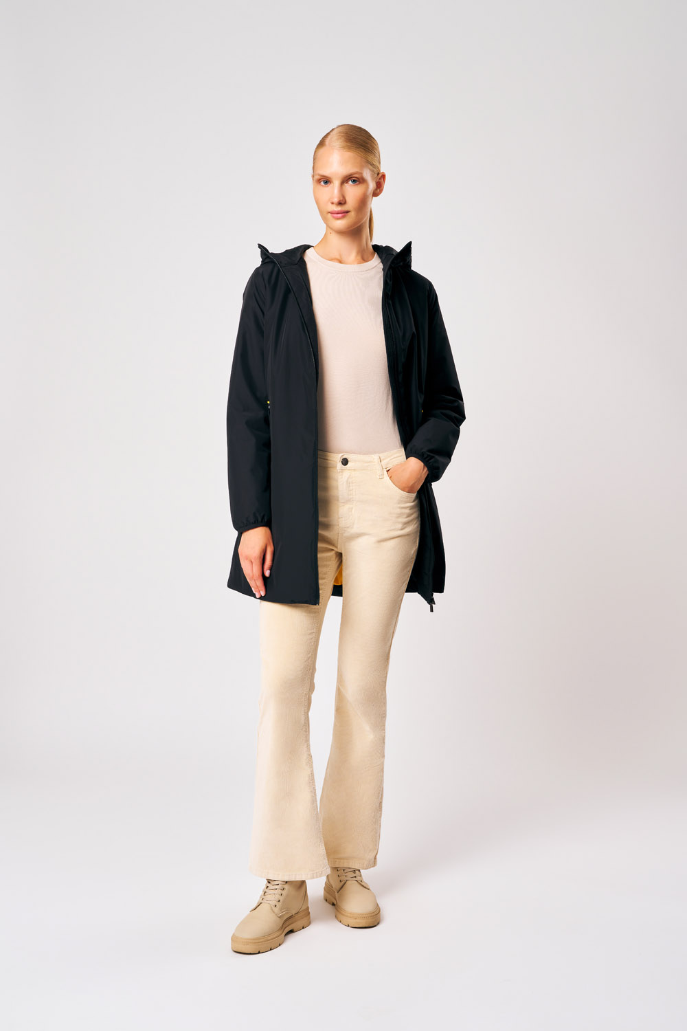 Matilda - Giacca lunga con cappuccio da donna nera