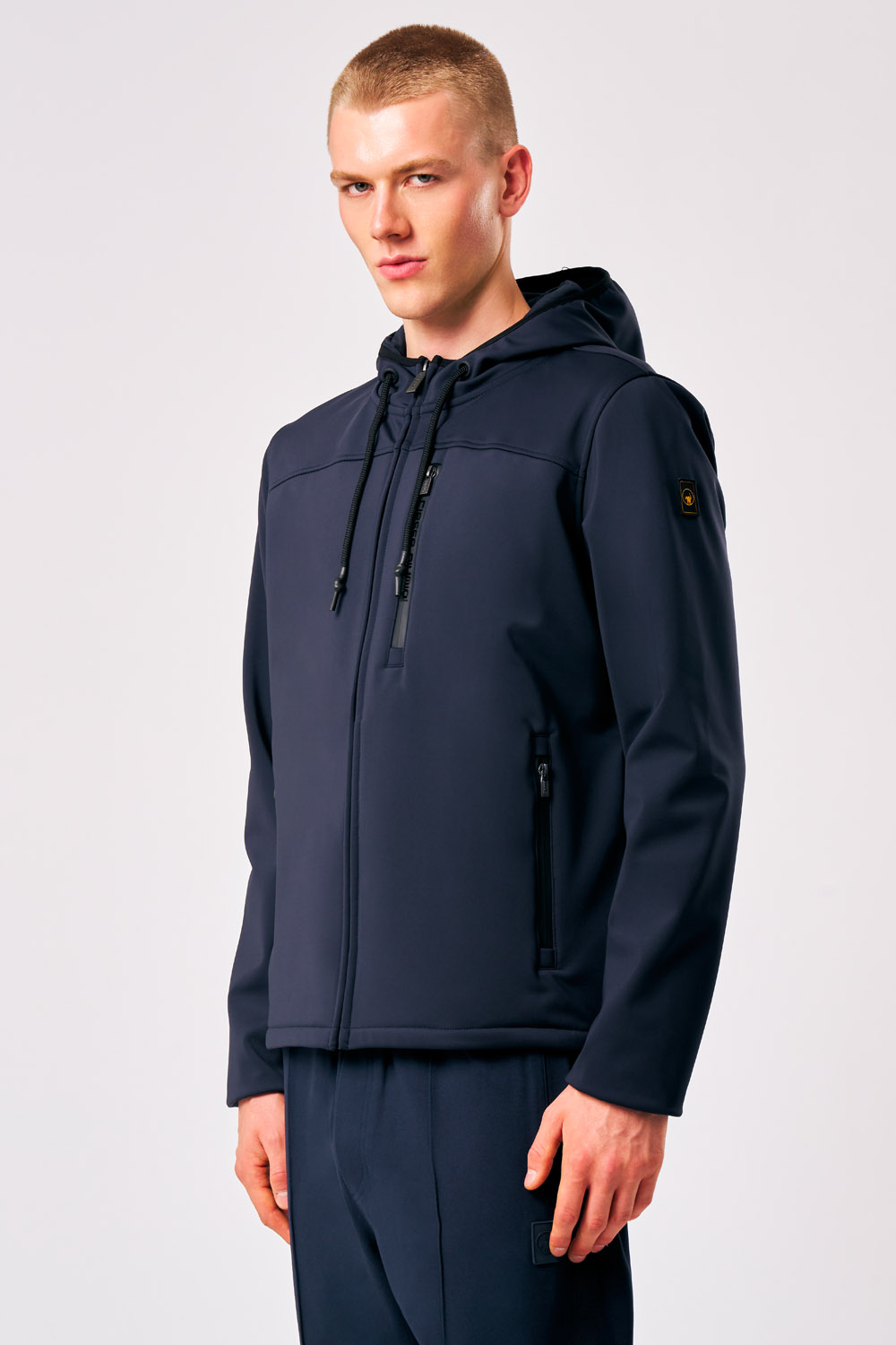 Doug 4.0 - Felpa tecnica da uomo blu con cappuccio staccabile