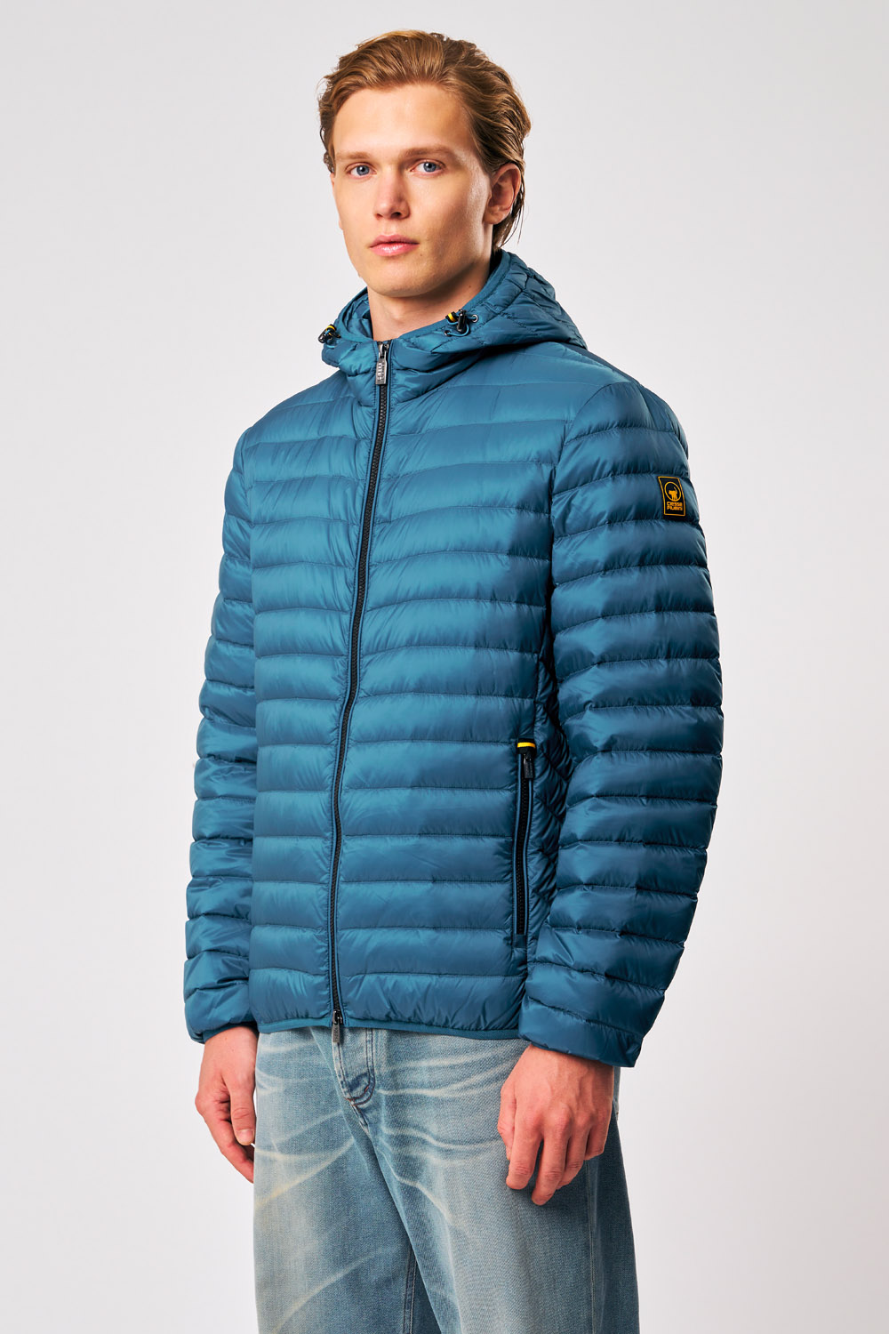 Franklin 3.0 - Piumino uomo con cappuccio azzurro 100 grammi 800 fill power