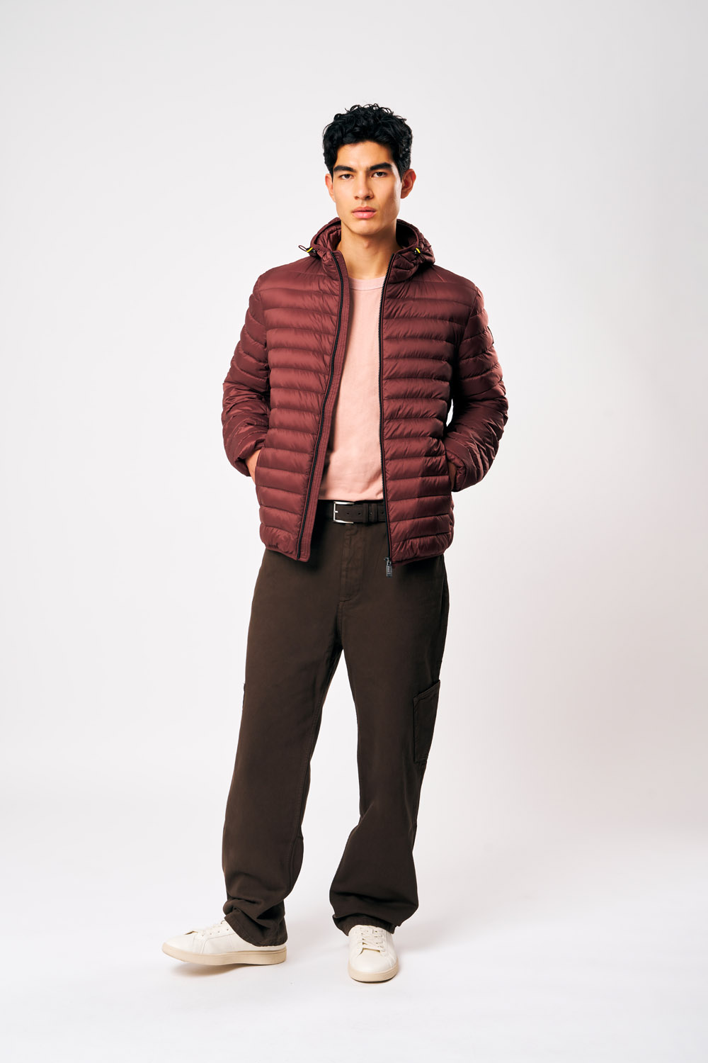 Franklin 3.0 - Piumino uomo con cappuccio bordeaux 100 grammi 800 fill power
