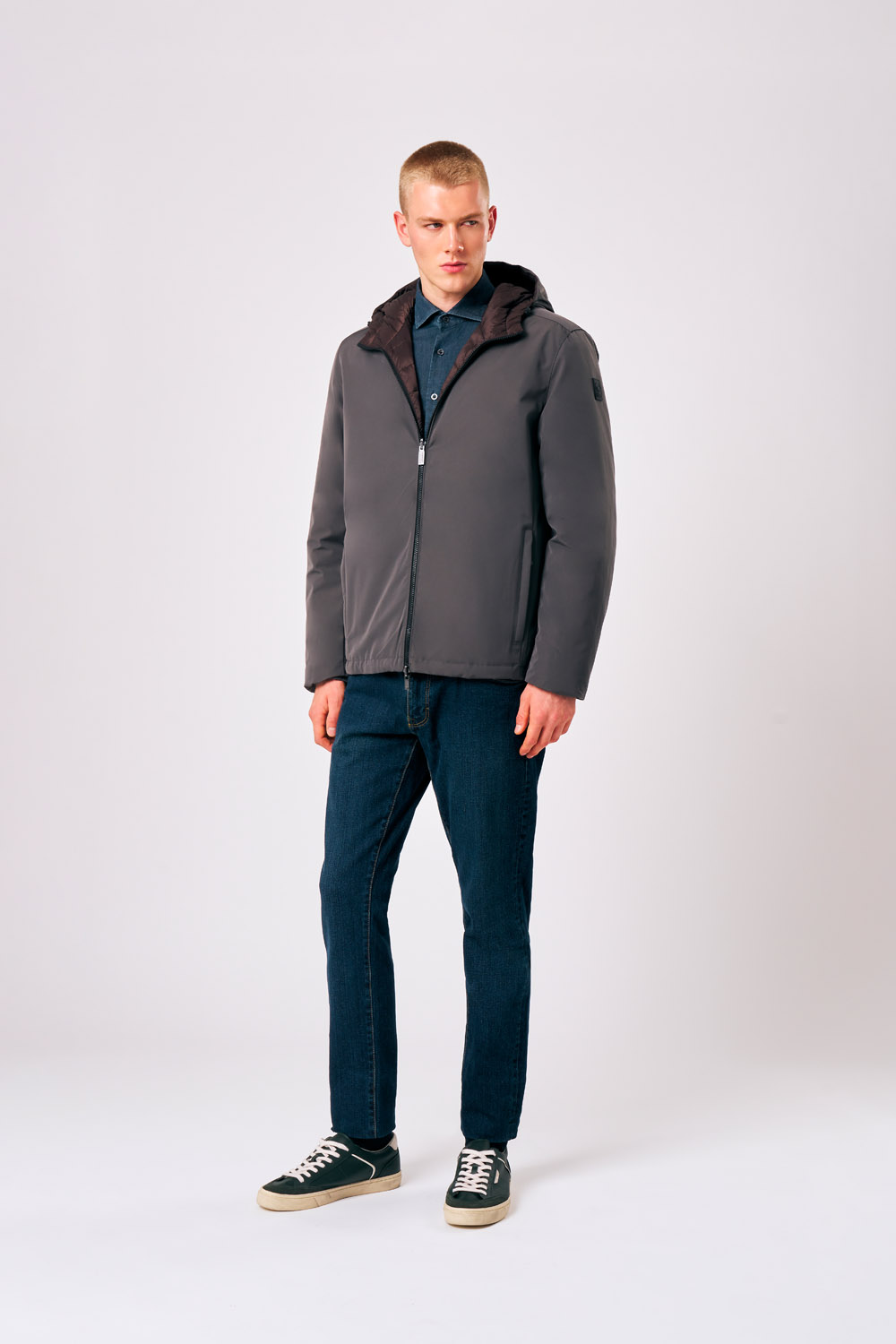 Henry 3.0 - Piumino reversibile da uomo grigio in vera piuma 800 fill power