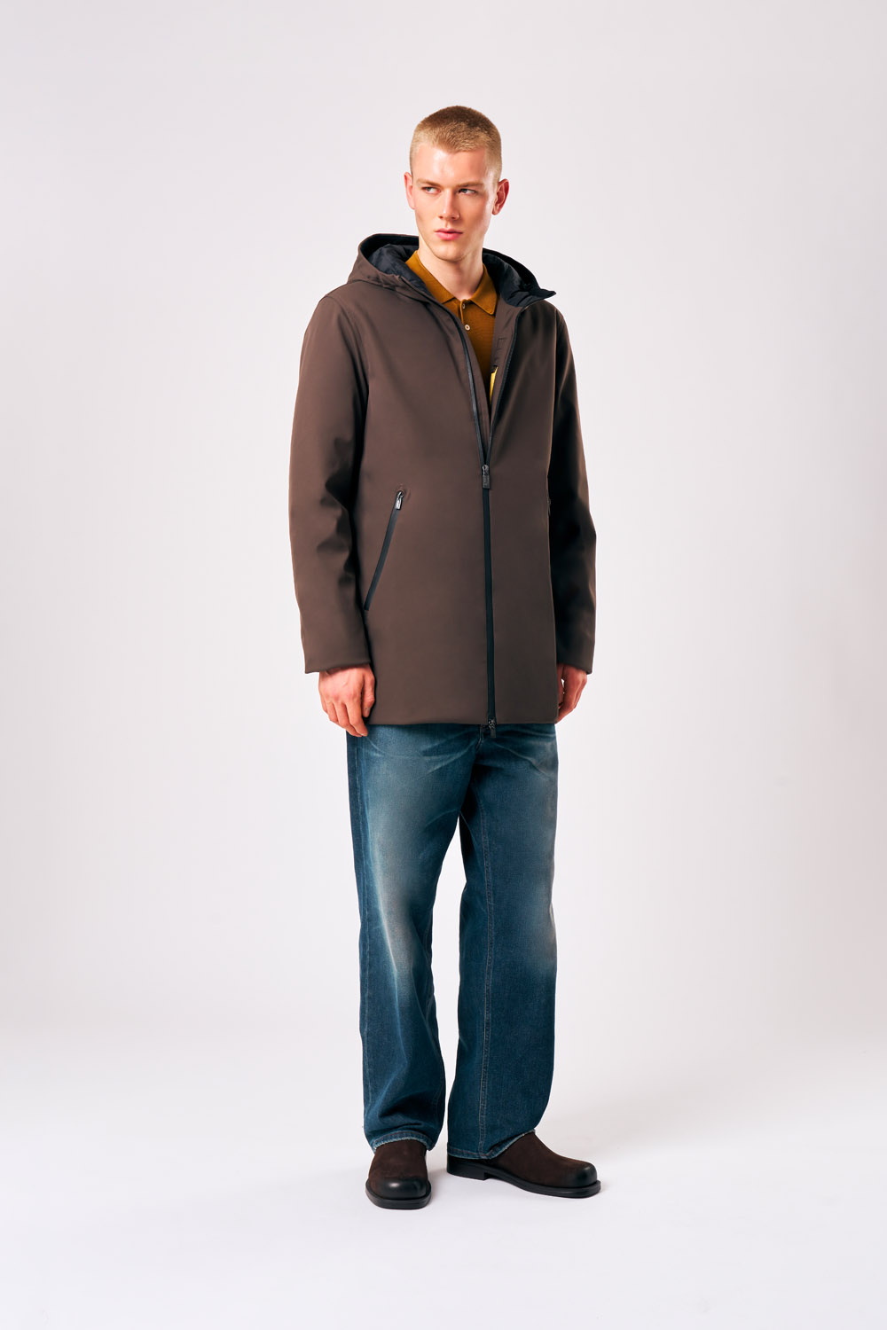 Herdo 3.0 - Giacca lunga con cappuccio da uomo marrone