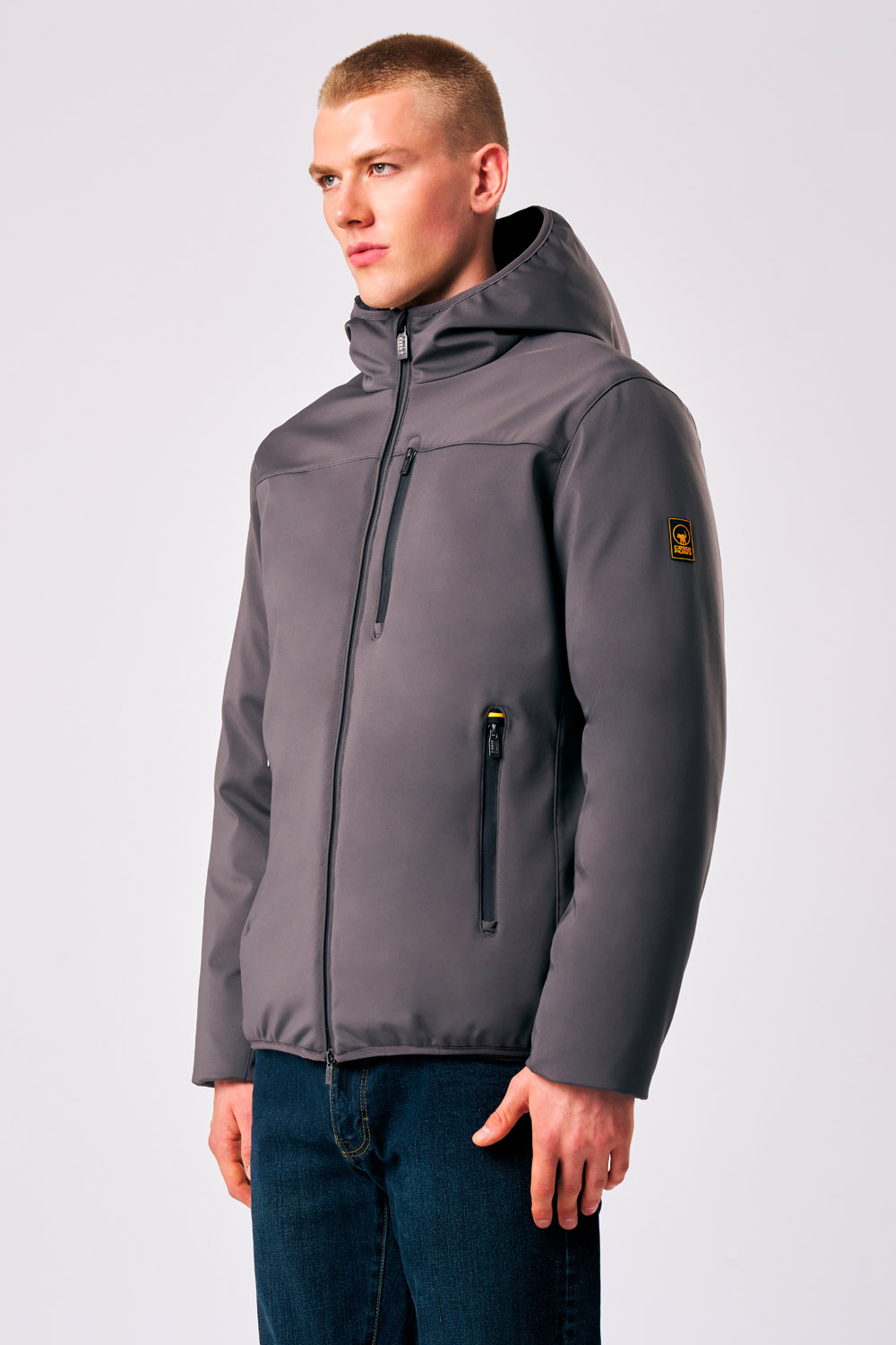 Jayden 3.0 - Giacca corta da uomo in softshell grigia