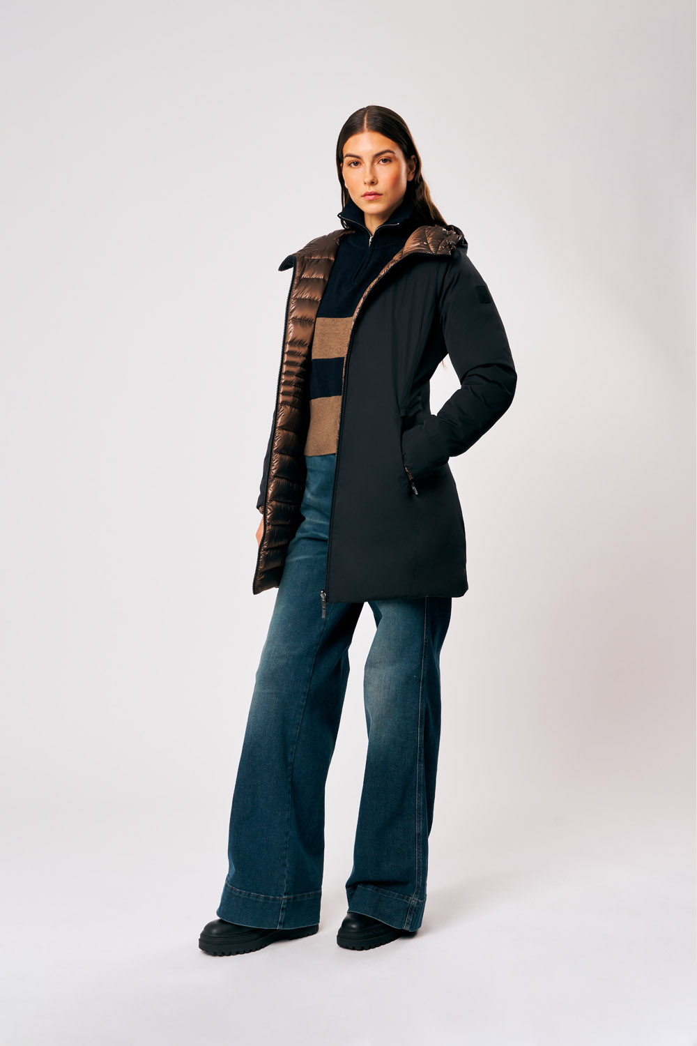 Kalie 3.0 - Piumino reversibile da donna nero e marrone