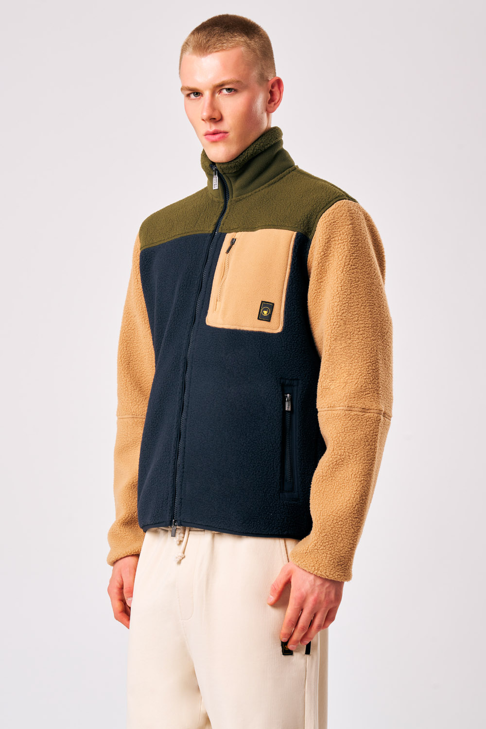 Lionel - Giacca Teddy uomo full zip blu bicolore