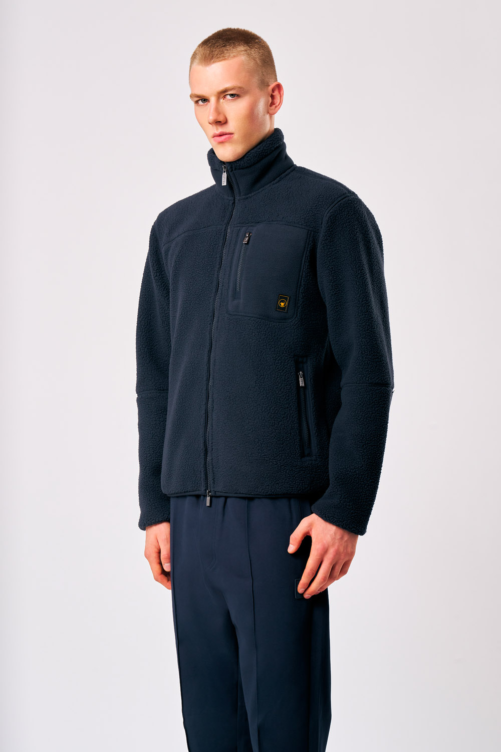 Lionel - Giacca Teddy uomo full zip blu