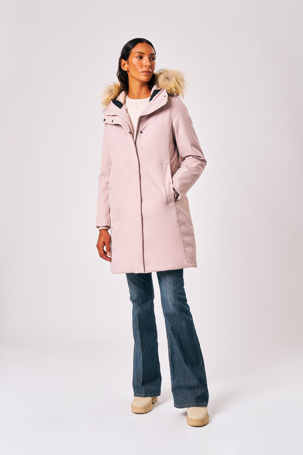 Lolita Real Fur - Piumino softshell da donna bianco