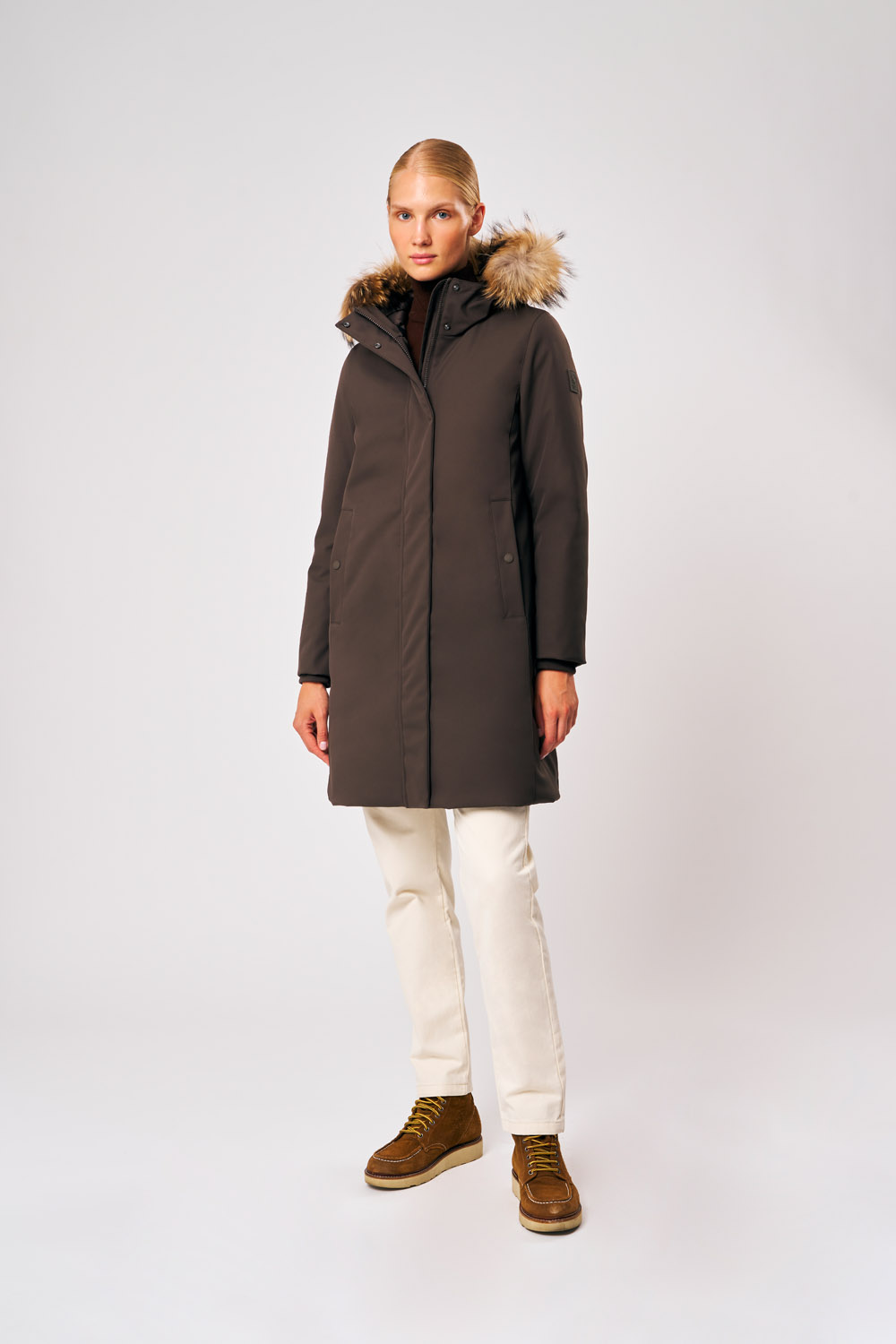 Lolita Real Fur - Piumino softshell da donna marrone