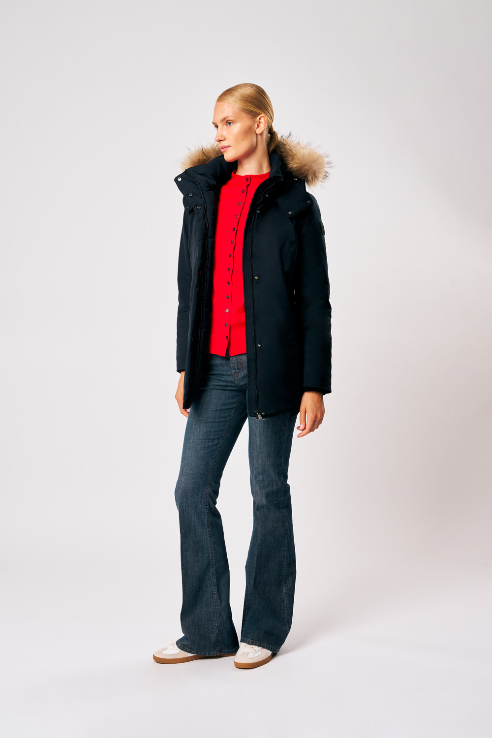 Luana - Parka da donna con cappuccio nero