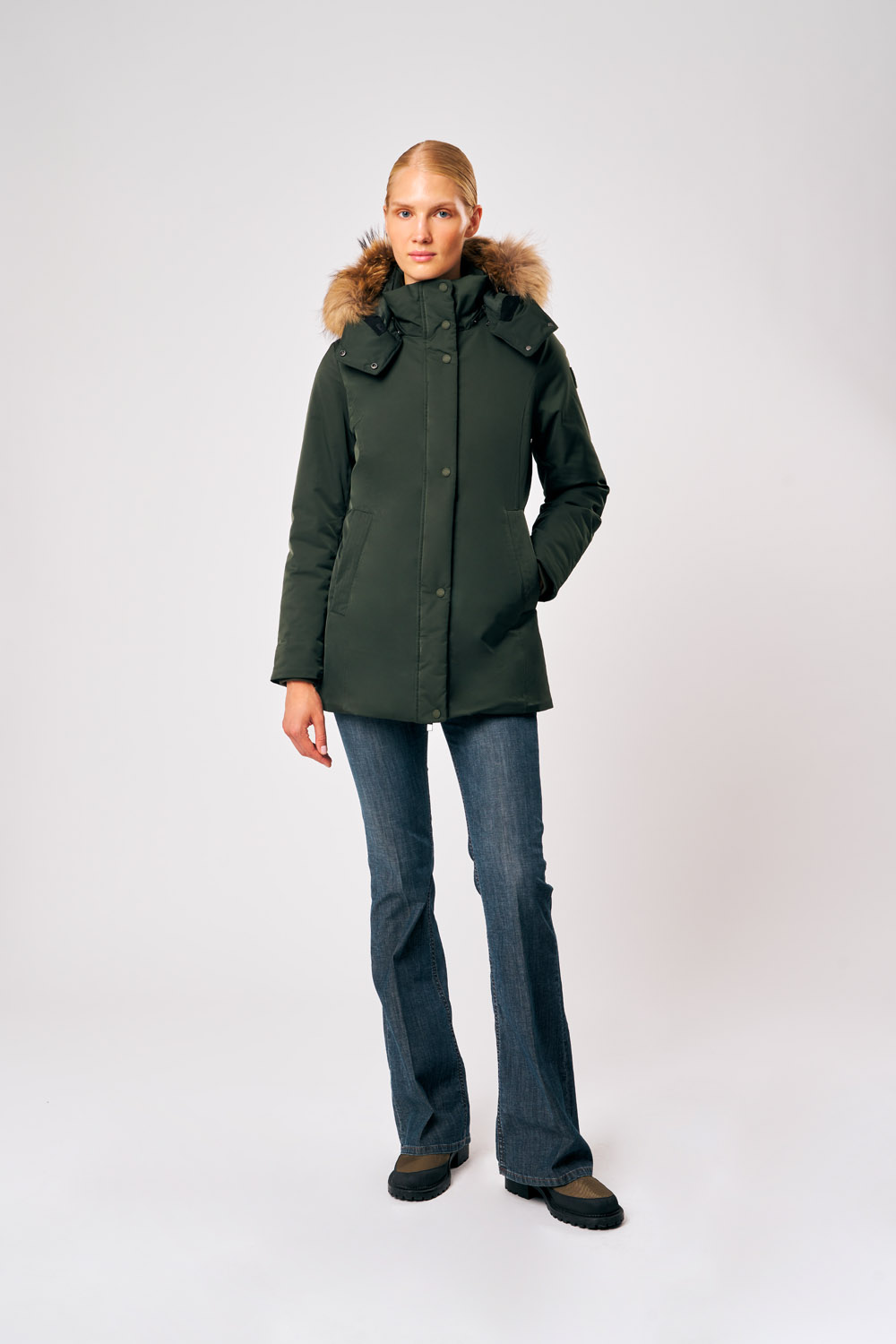 Luana - Parka da donna con cappuccio verde