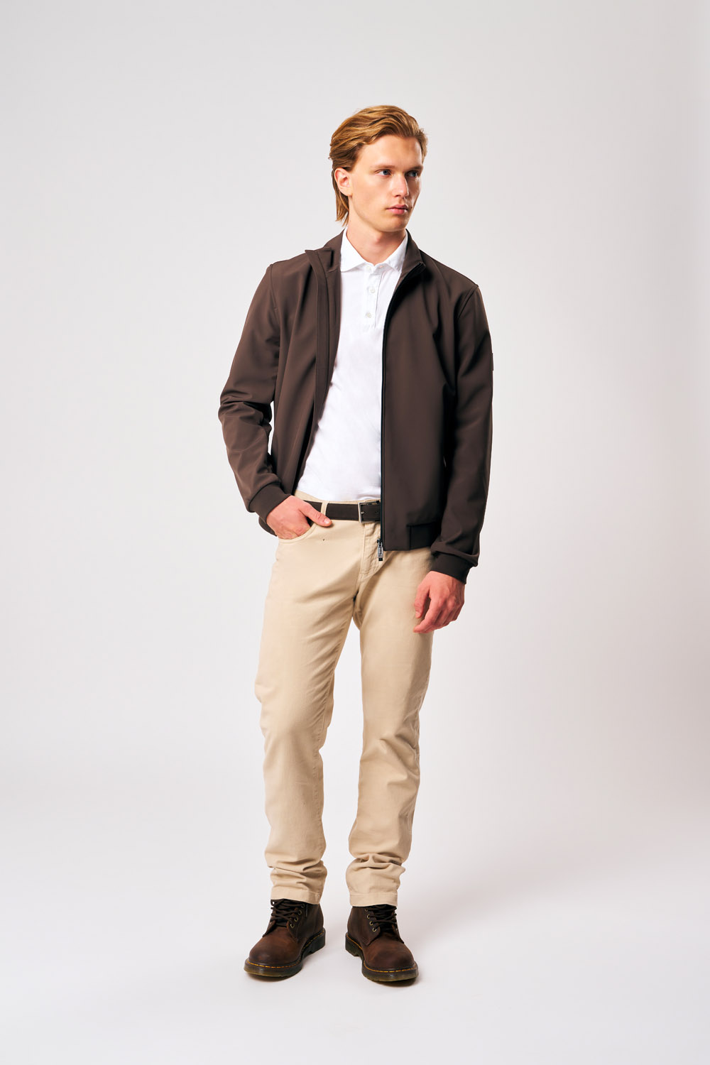 Lupin - Giacca biker da uomo marrone in softshell