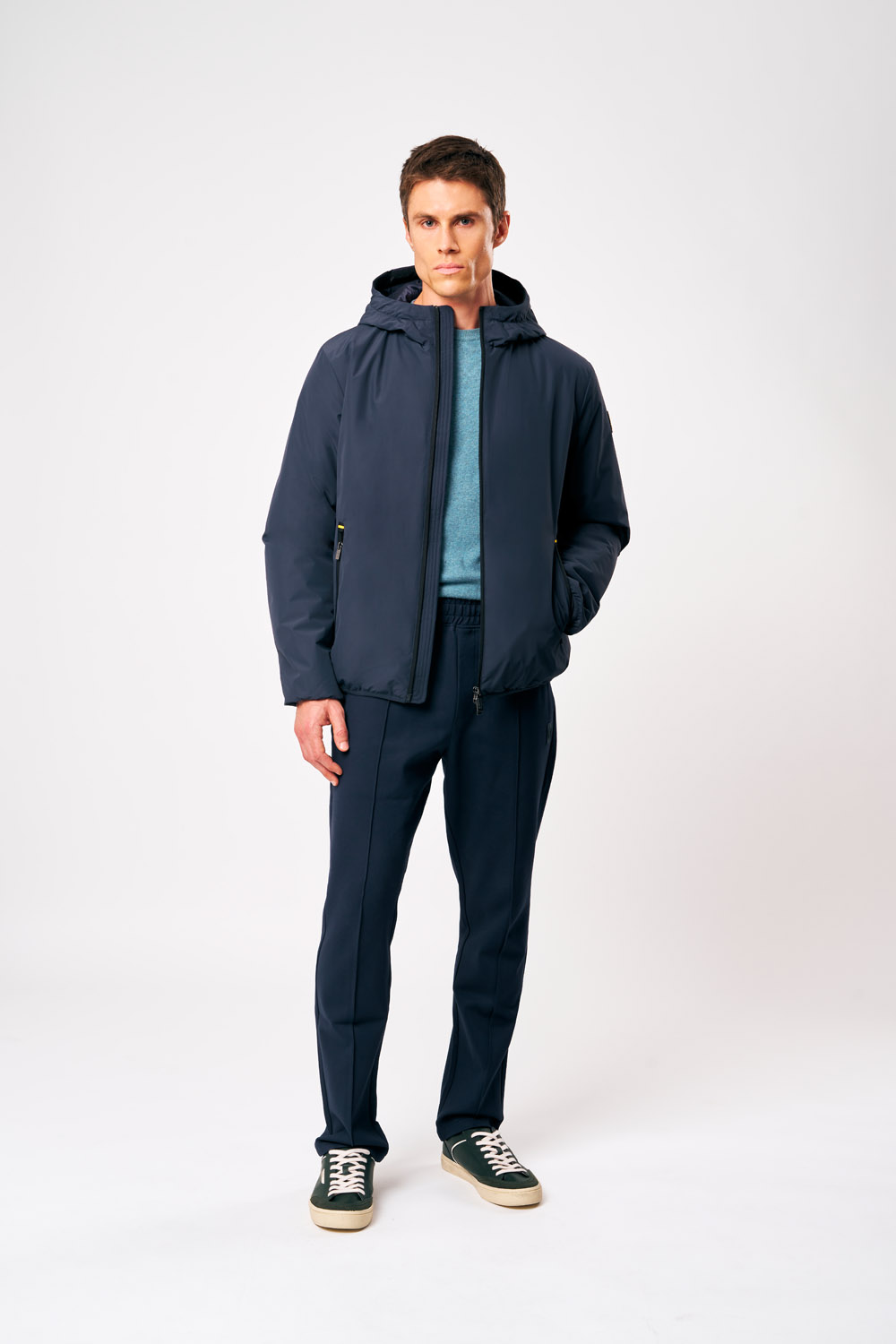 Peter - Giacca imbottita con cappuccio blu