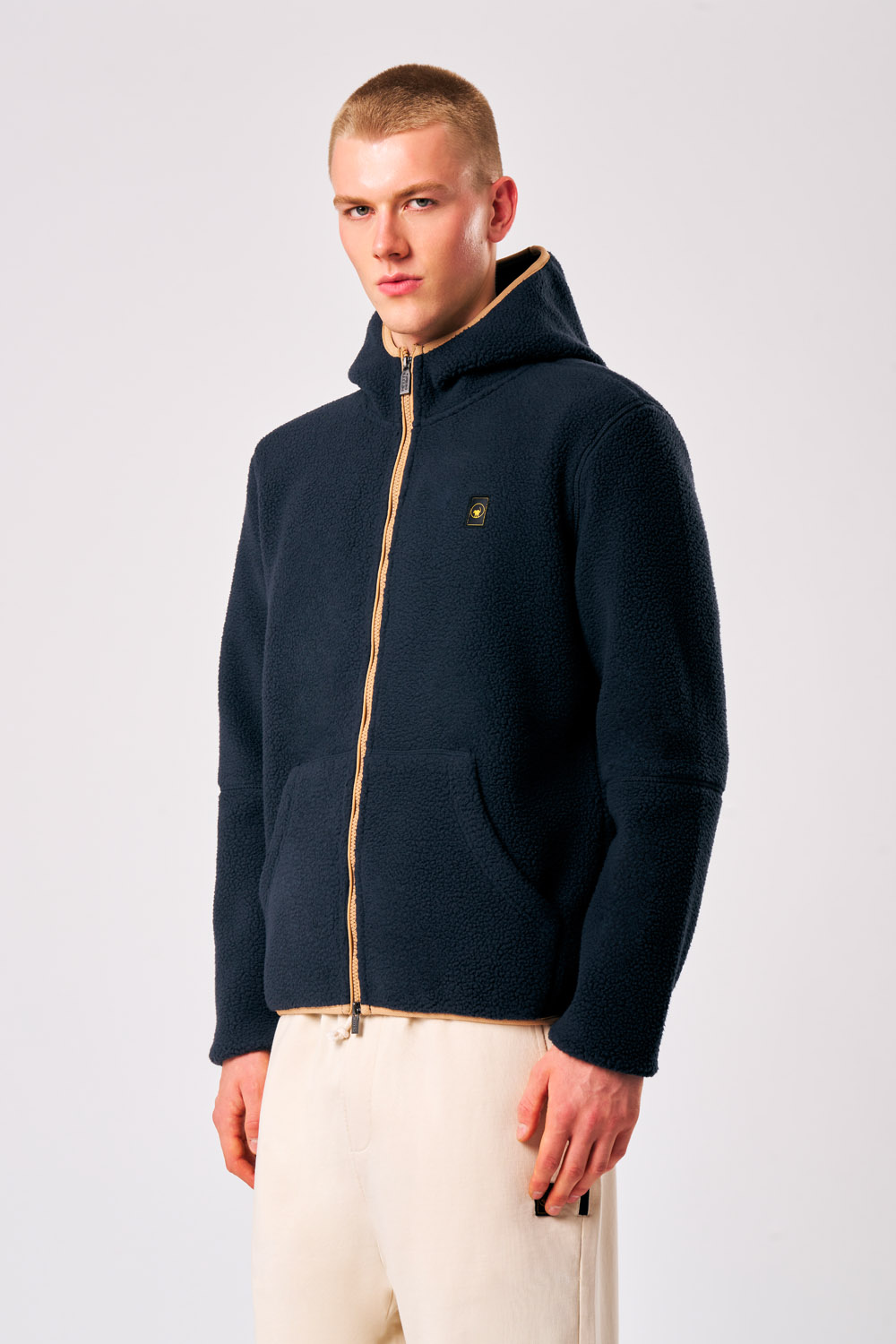 Rodrigo - Giacca Teddy con cappuccio da uomo blu