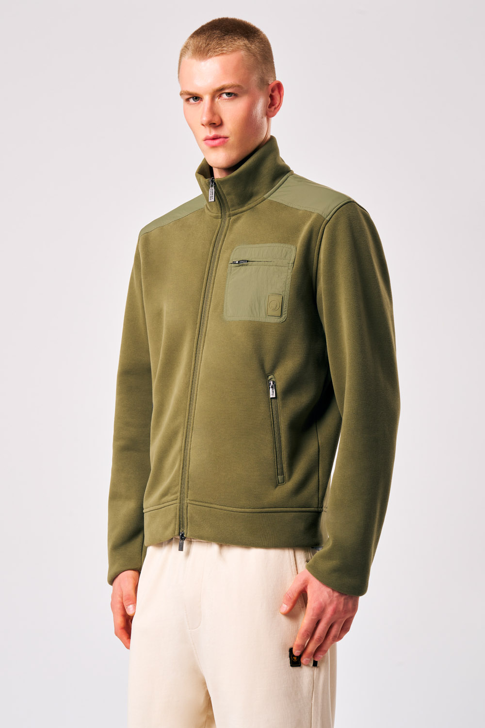 Ziad - Felpa tecnica da uomo full zip verde