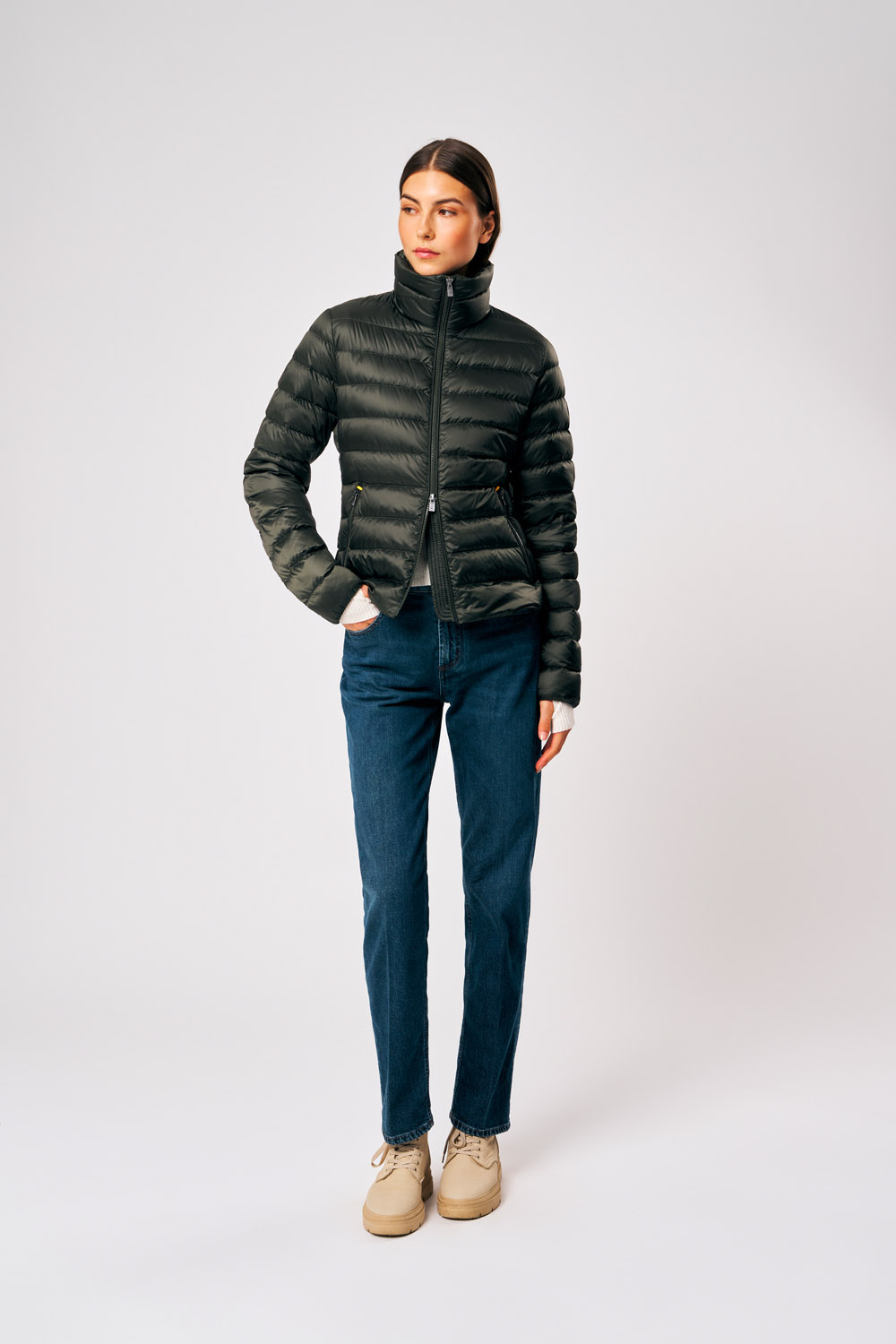 Emilia - Giacca donna 100 grammi verde militare 800 FIll Power