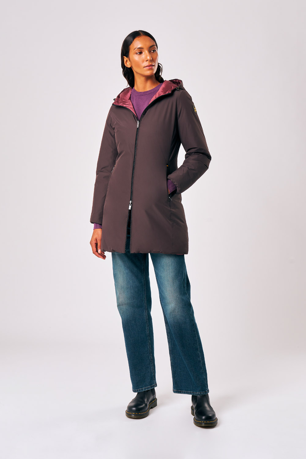 Jusy 3.0 - Piumino reversibile donna marrone con cappuccio