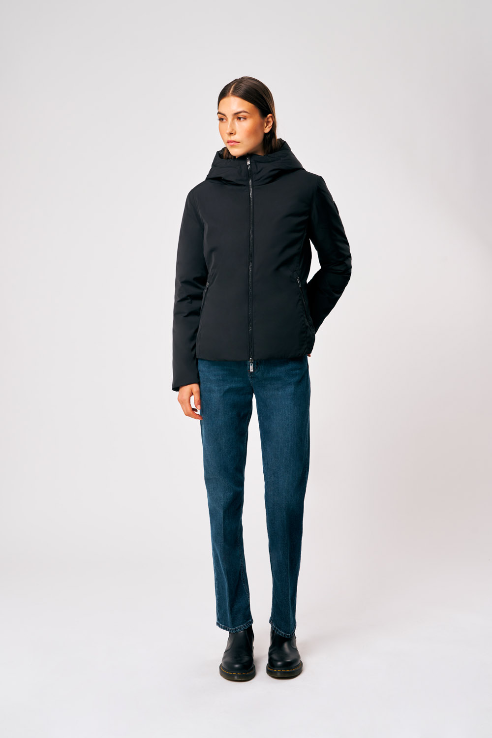Linda 3.0 - Piumino reversibile da donna nero corto
